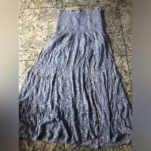 Abercrombie and Fitch Smocked Waist Maxi Skirt in Blue Heather